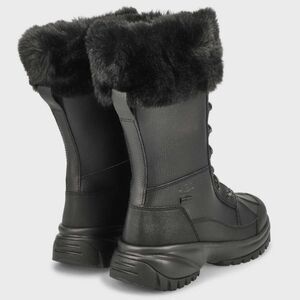 Ugg Yose Tall Fluff Women's Black Leather Boots Like New 8.5 Nwot